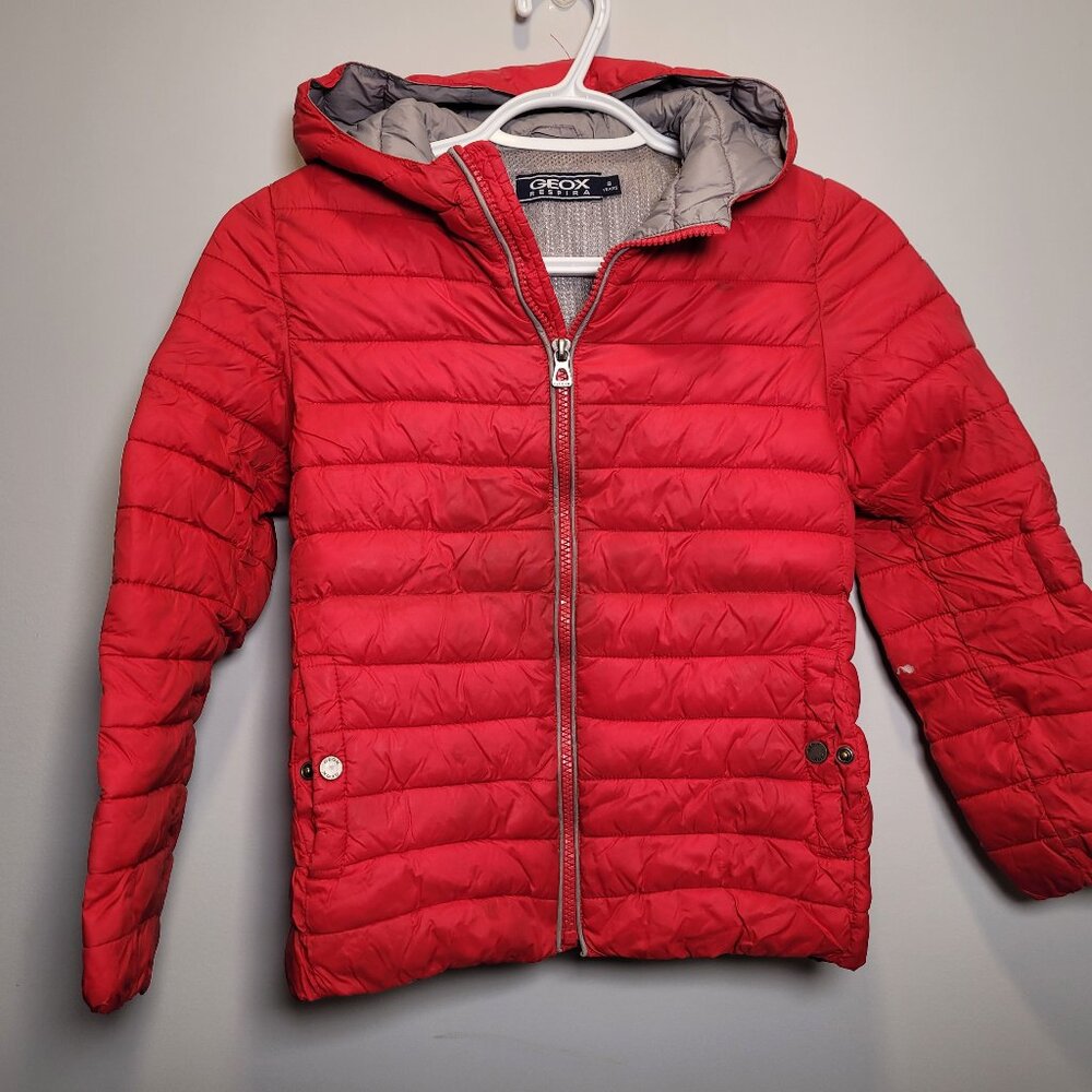 Boys' Red GEOX Hooded Puffer Jacket - Size 8